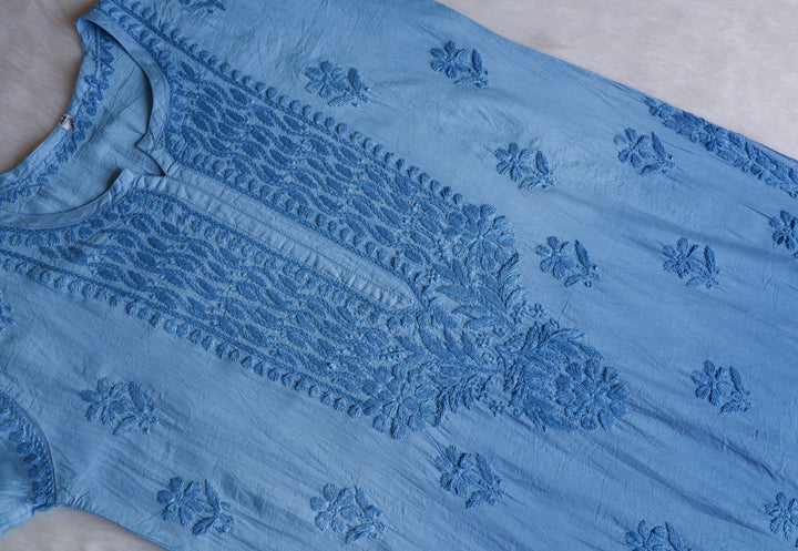 Dilnoor Ice Blue Chanderi Ombre Kurta