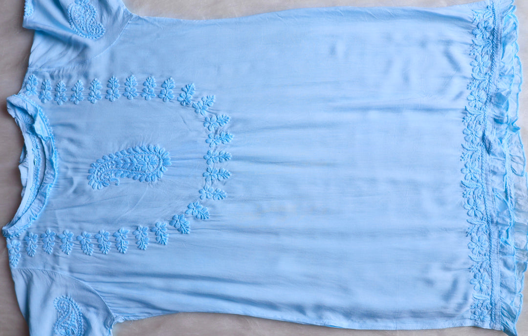 Zamda Afghani Ice Blue Pure Modal Set