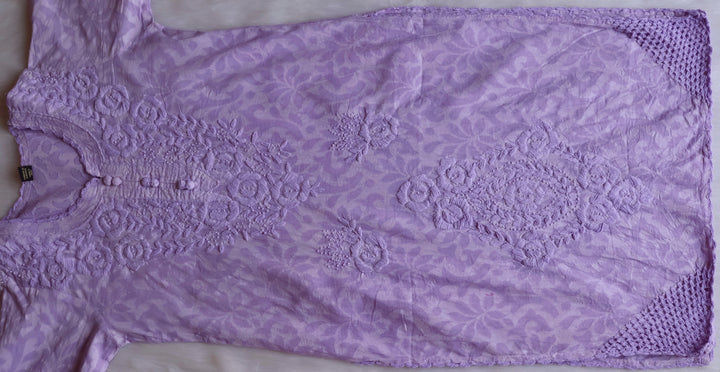 Lavender Long Jacquard Lace Cotton kurta