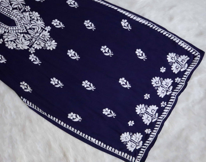 Zainab Navy Blue Rayon Kurta Pant set