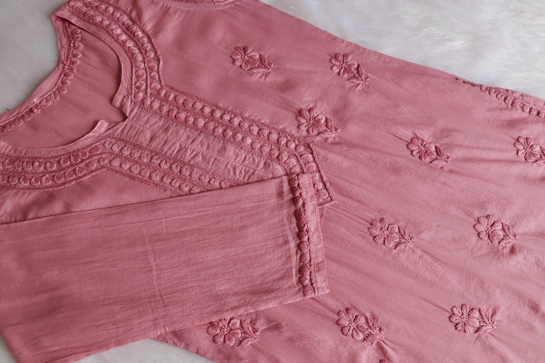 Saleha Rose Brown Cotton Kurta