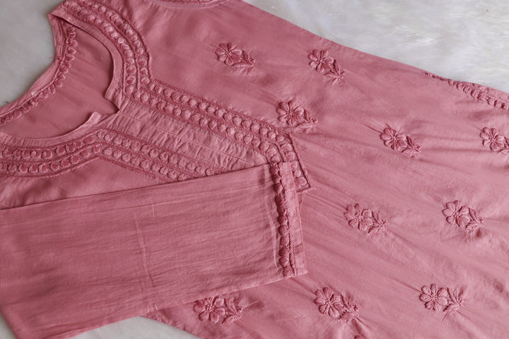Saleha Rose Brown Cotton Kurta