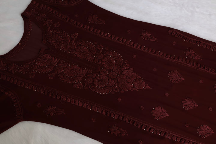 Heer Chocolate Brown Viscose Georgette kurta