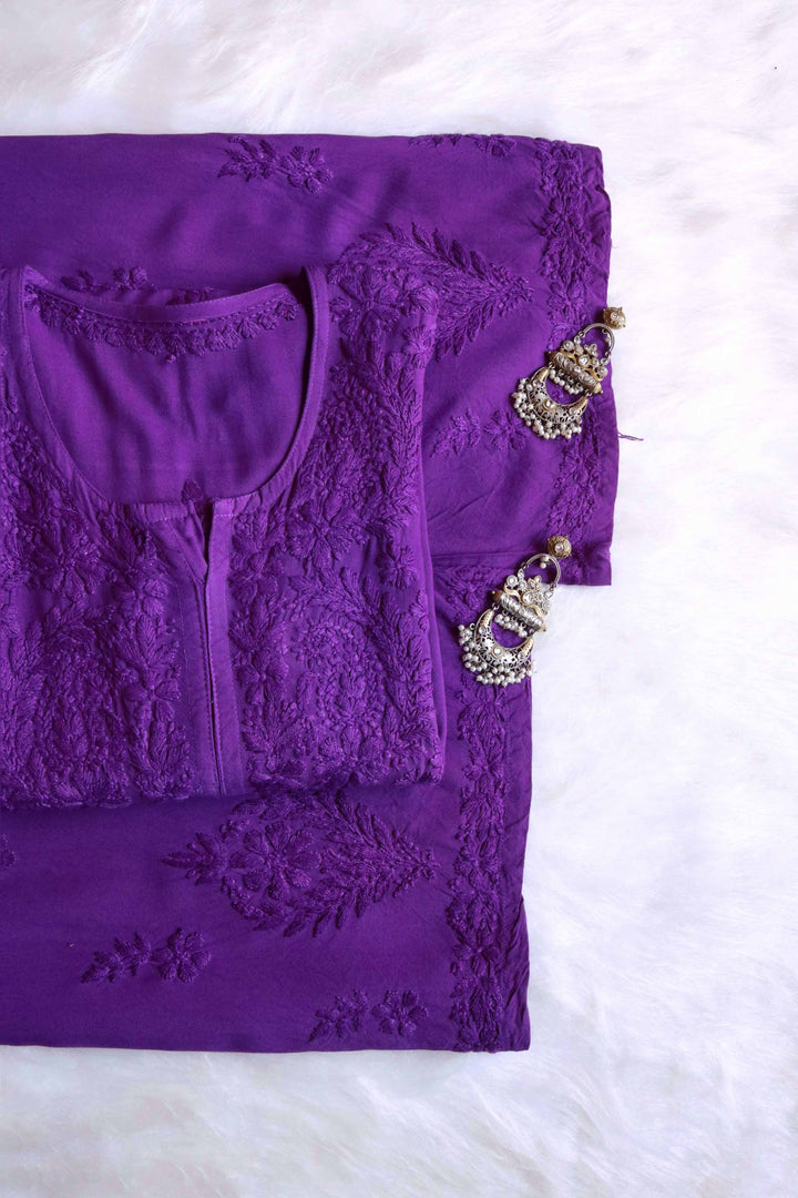 Nazakat Purple 2 piece Rayon set