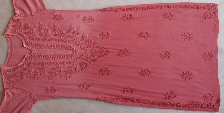 Alfiya Rose Brown Long Ombre Rayon Kurta