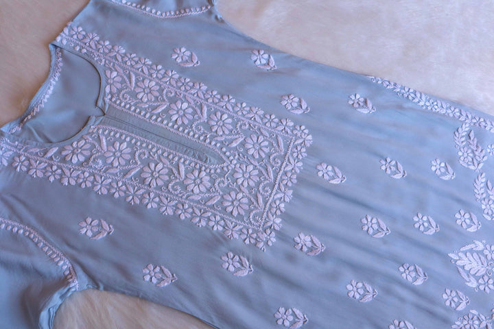 Zahrah Powder Blue Rayon Kurta Pant set