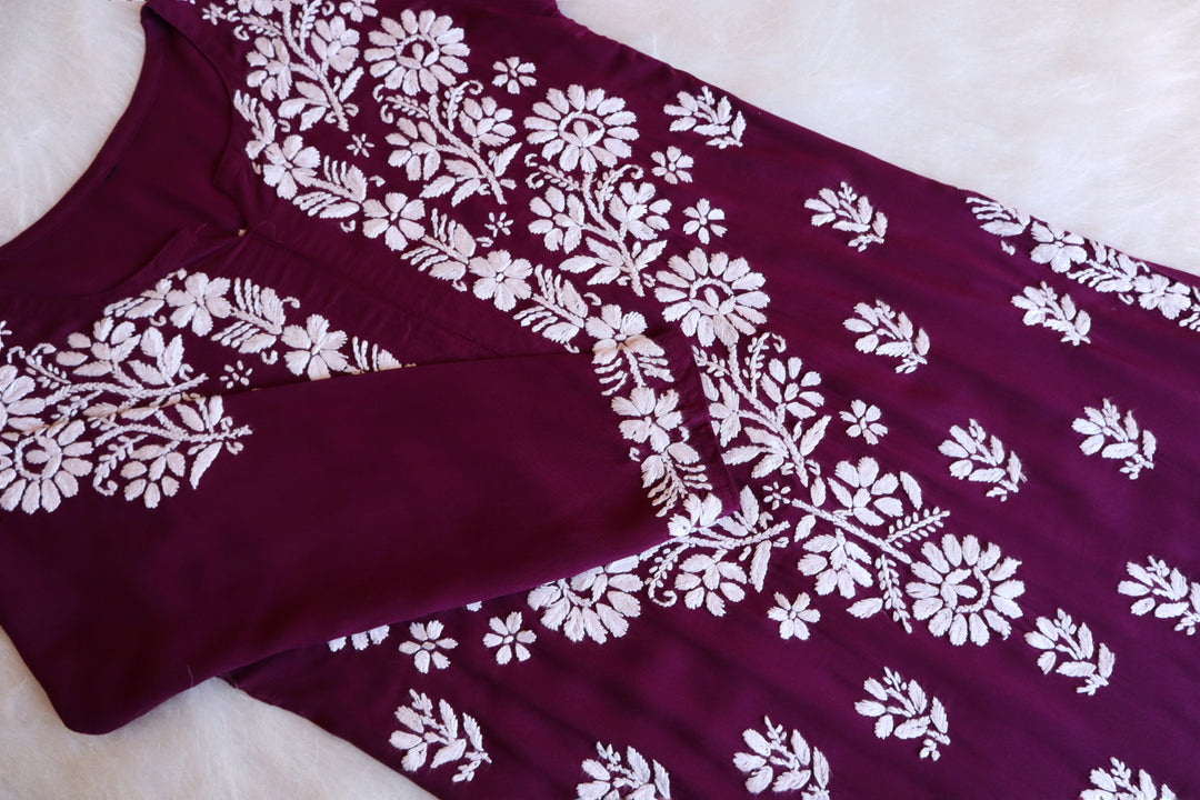 Sufiyah Wine Purple Long Modal Kurta