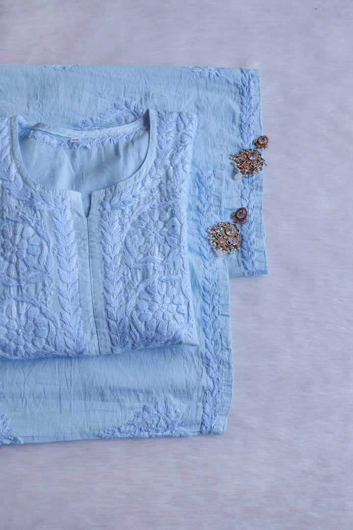 Alfiya Powder Blue Pure Chanderi set