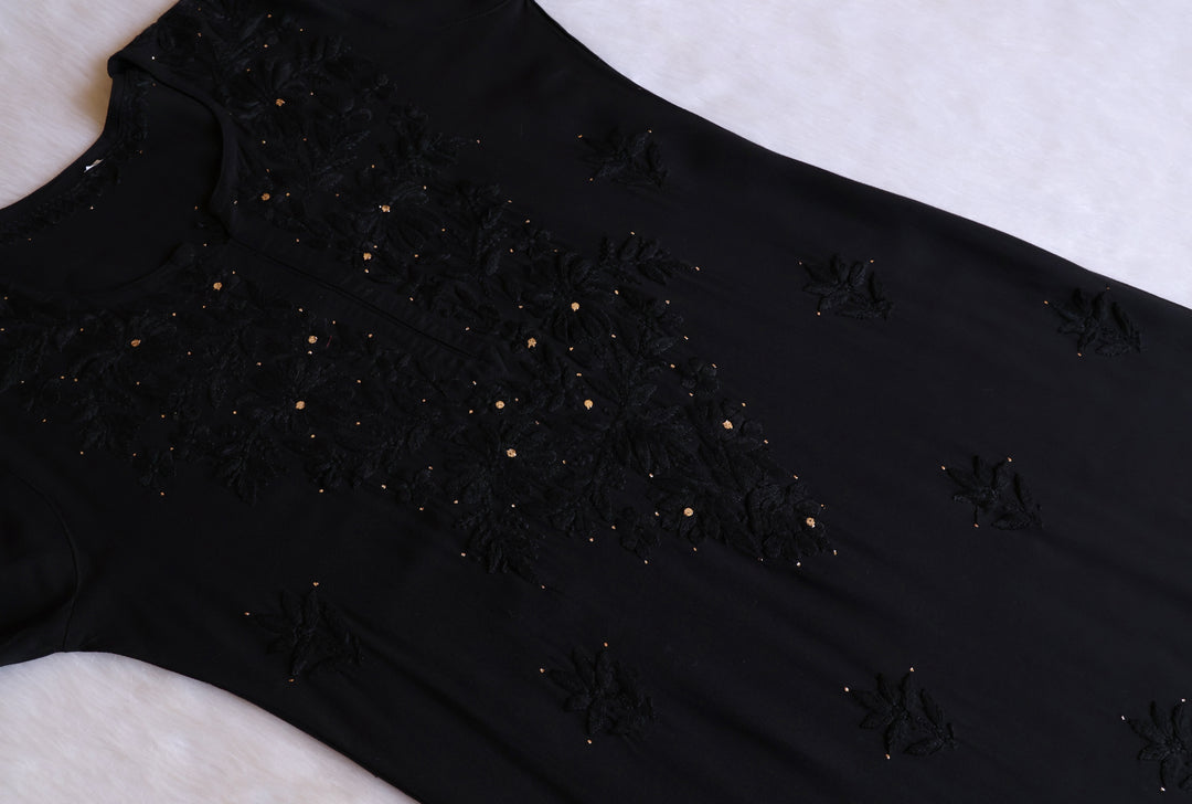 Naira Black Rayon Mukaish 3 Piece Set