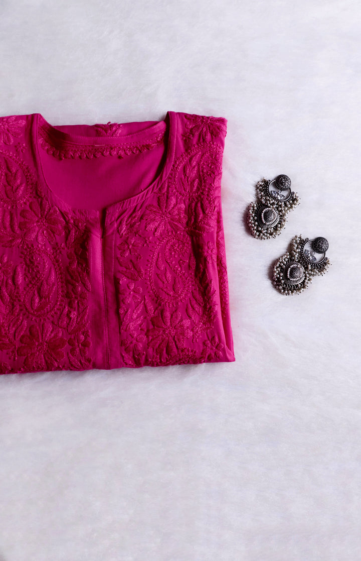 Zahrah Deep Pink Long Rayon Kurta