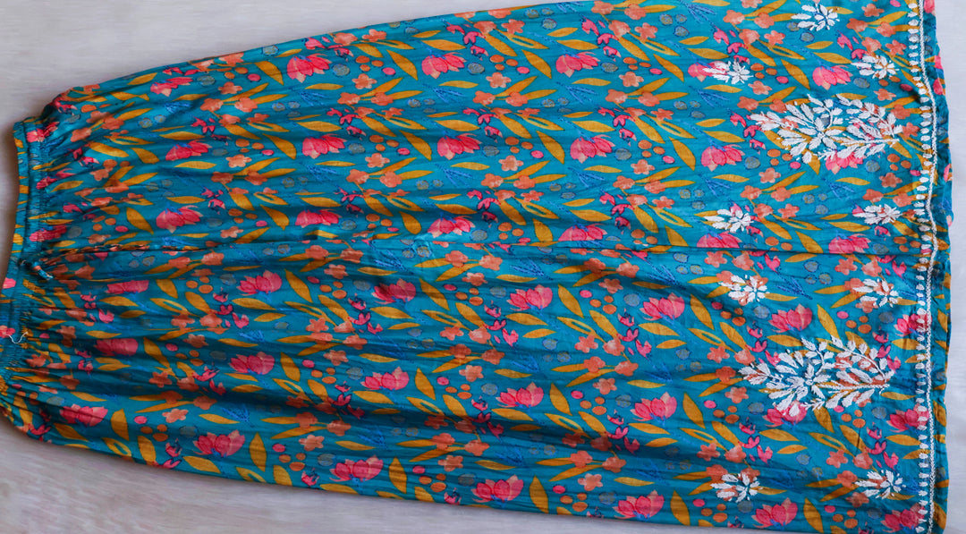 Sajal Teal Blue Pure Mulmul set
