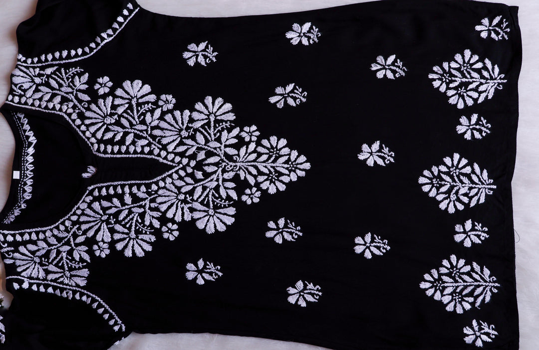 Aayat Black Short Rayon Kurta