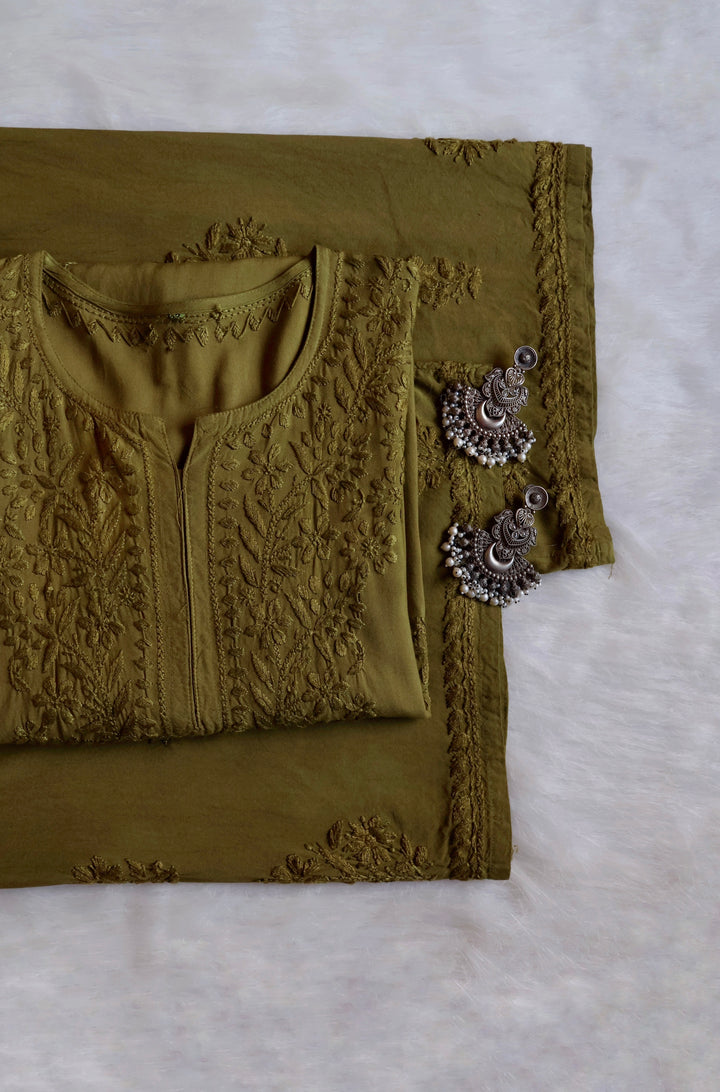 Azel Olive Green 2 piece Rayon set