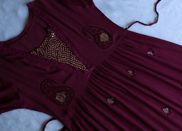 Anabiya Deep Purple Pure Chiffon Dress