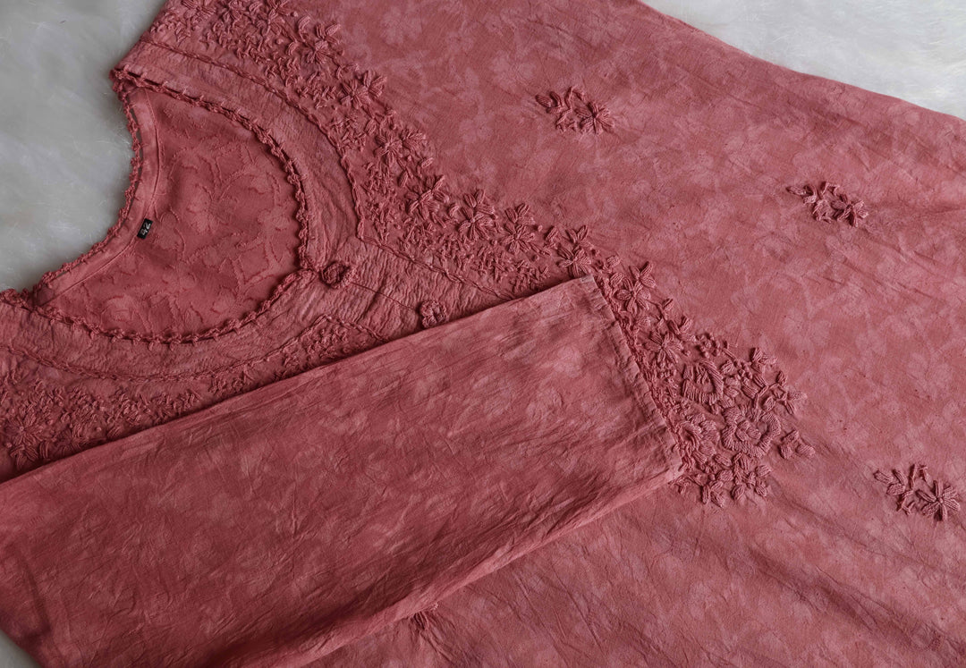 Aaliyah Rose Brown Long Jacquard Cotton kurta