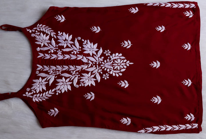 Mirha Maroon Short Sleeveless Kurta