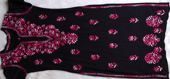 Laiba Black & Pink Long Rayon kurta