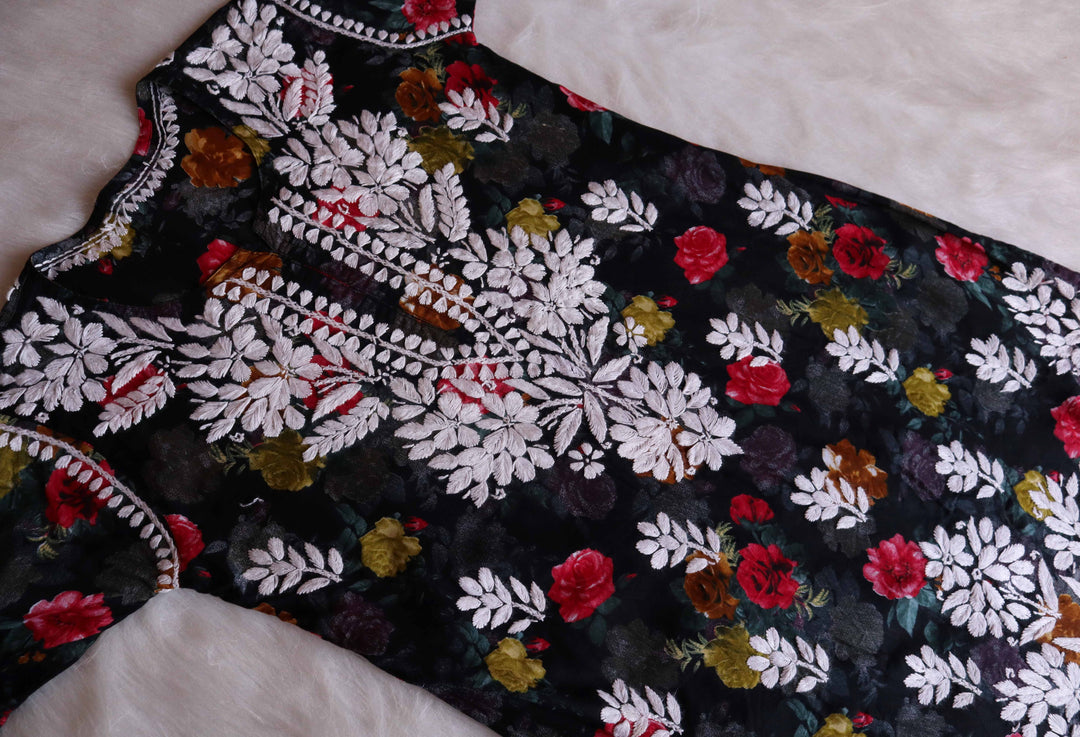Ishra Black Pure Mulmul set