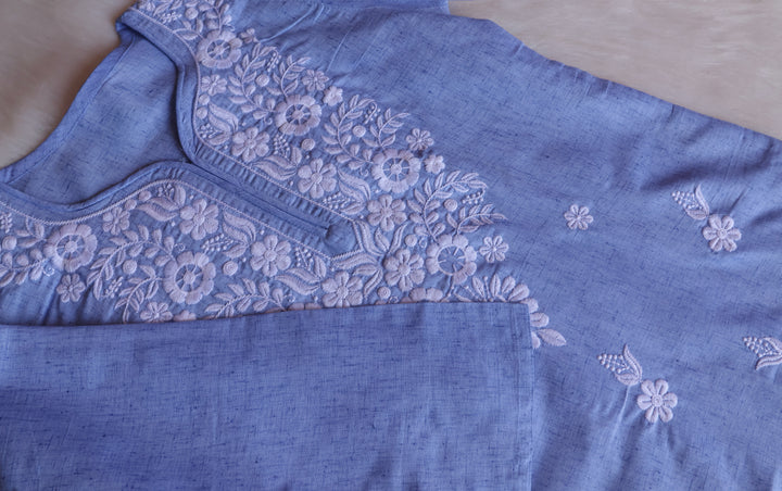 Taraa Ice Blue Cotton Kurta