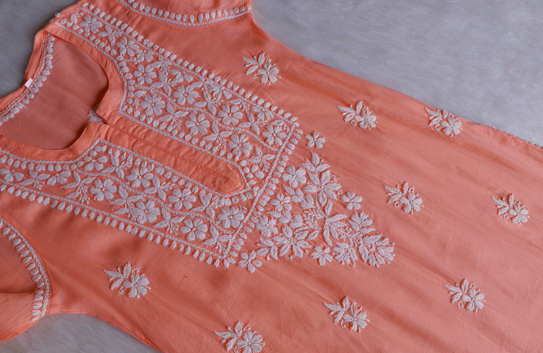 Waliya Peach Cotton Kurta