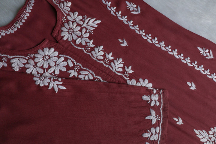Zainab Dusty Mauve Long Rayon kurta
