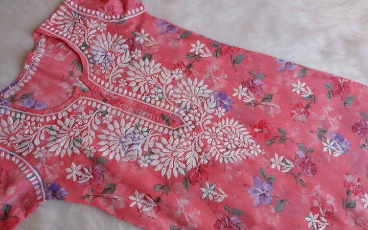 Dahlia Rose Pink Pure Mulmul set