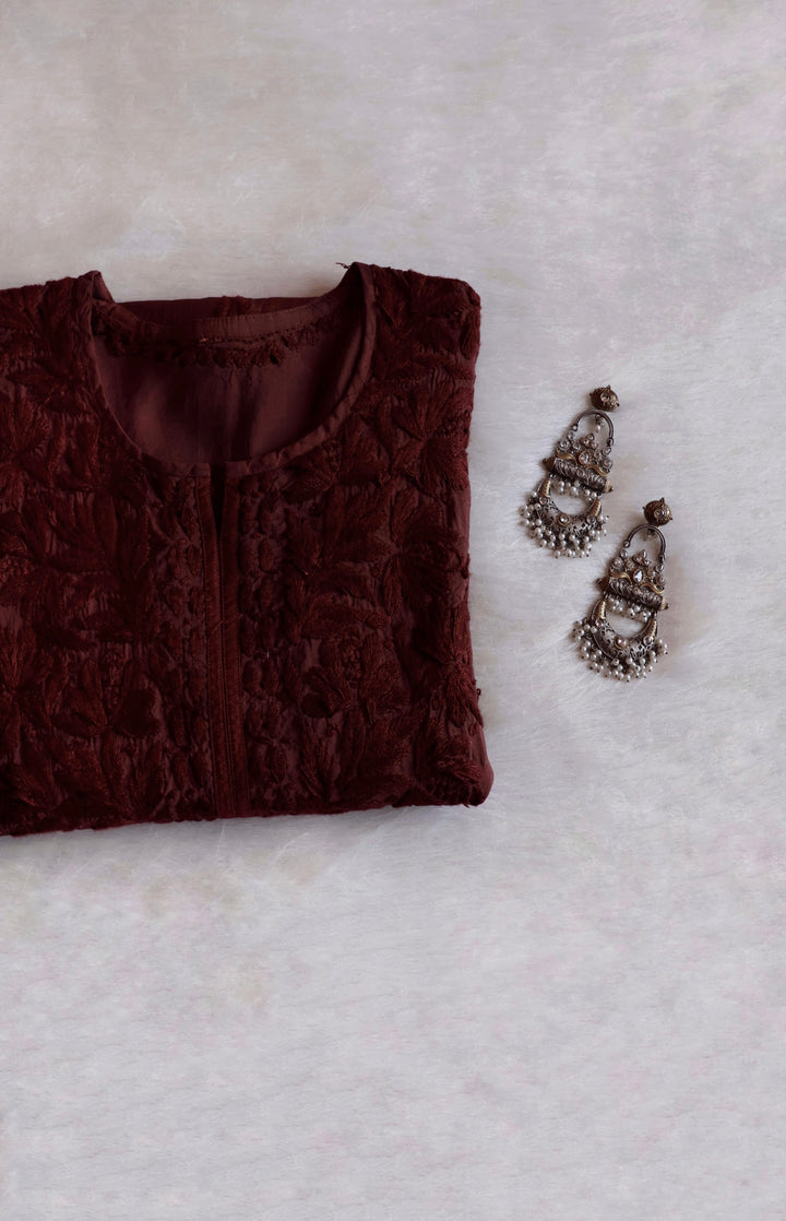 Alanah Chocolate Brown Chanderi Kurta