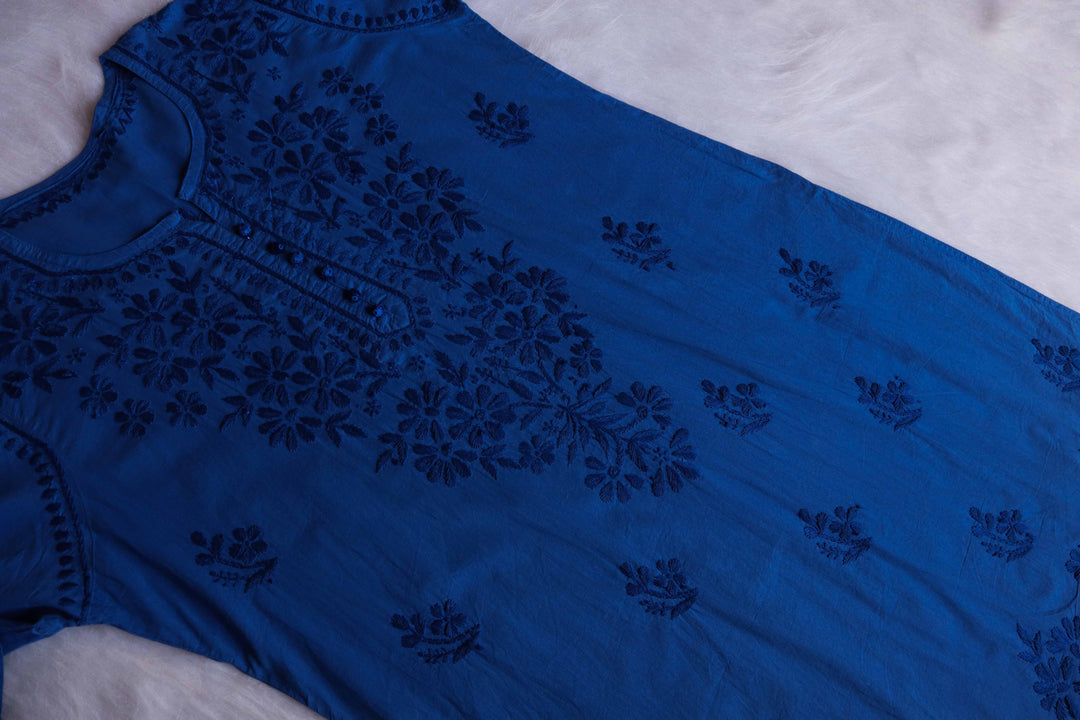 Aafia Royal Blue Long Cotton kurta