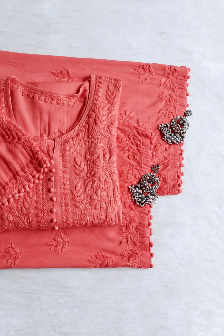 Enaara Rose Brown Potli Button Rayon set