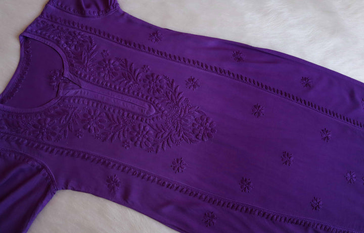 Zainab Purple Ombre Long Rayon Kurta