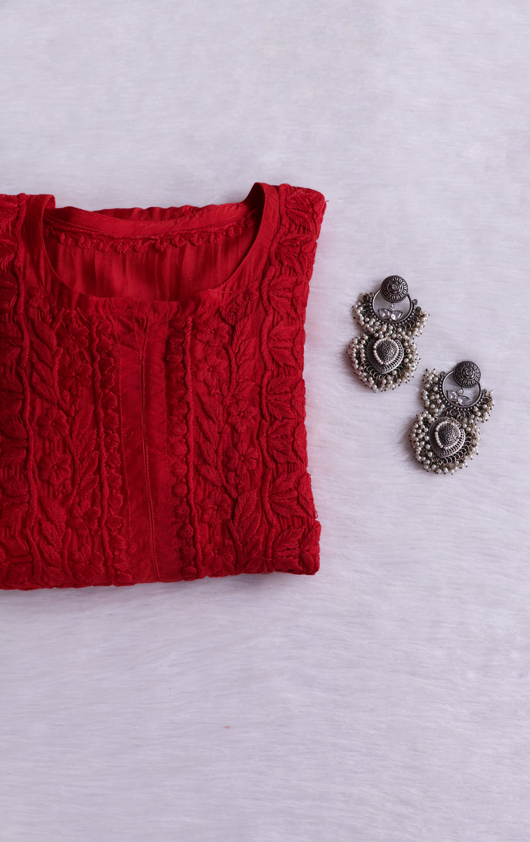 MehrNaaz Red Pure Muslin Kurta