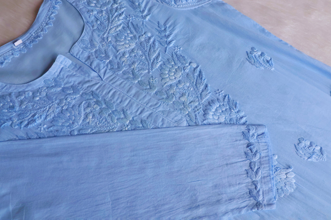 Mariam Ice Blue Pure Cotton Kurta