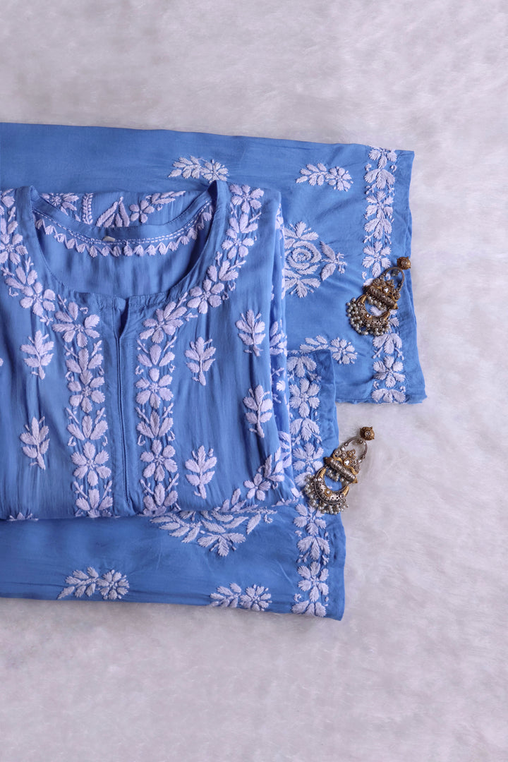 Mahnoor Ice Blue Pure Modal set