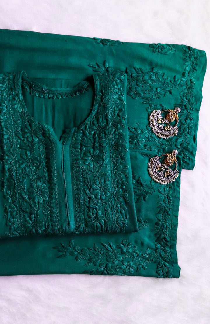 Aayat Teal Green Rayon Kurta Pant set