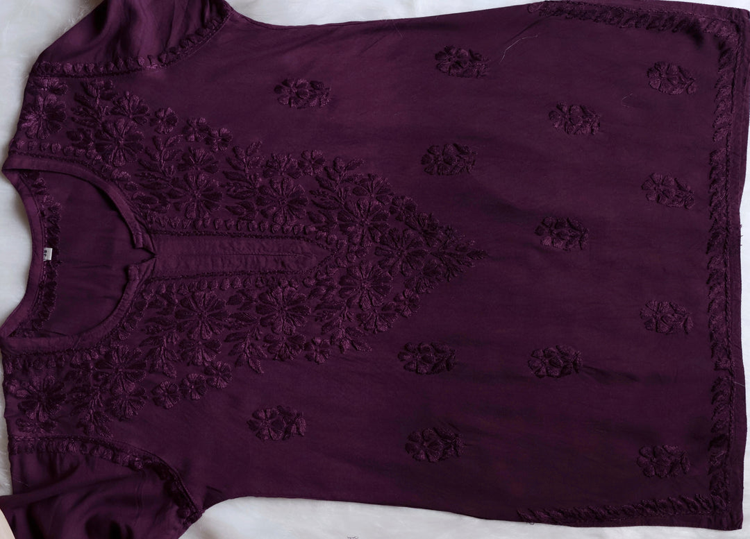 Farhaa Smoky Purple Short Rayon Kurta