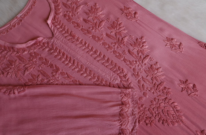 Alfiya Rose Brown Long Ombre Rayon Kurta