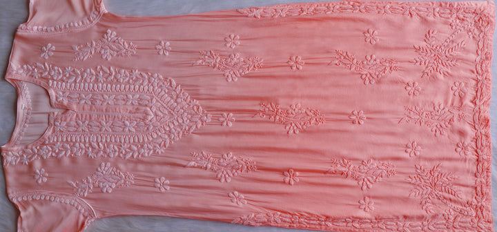Mahnoor Peach Modal Silk Kurta Set