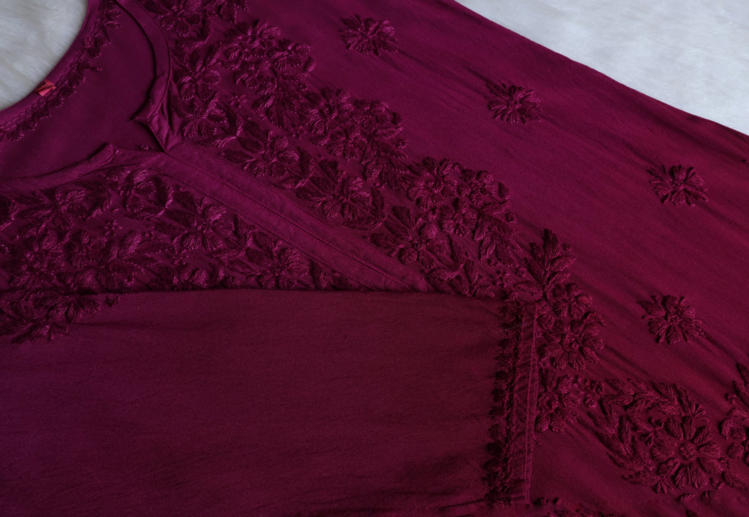 Sarah Deep Plum Long Ombre Rayon Kurta