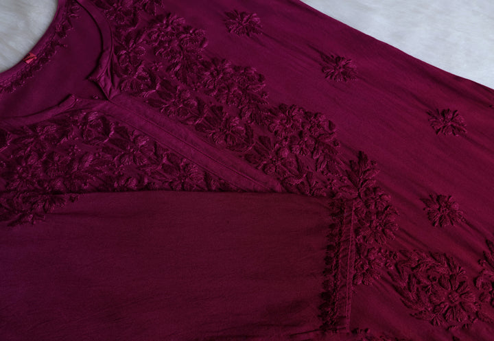 Sarah Deep Plum Long Ombre Rayon Kurta