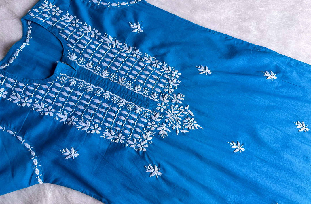 Rumaana Peacock Blue Cotton Kurta