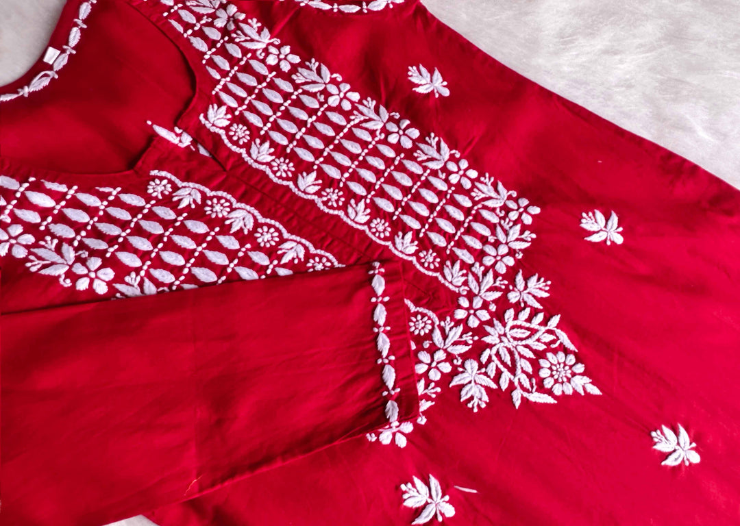 Rumaana Red Cotton Kurta