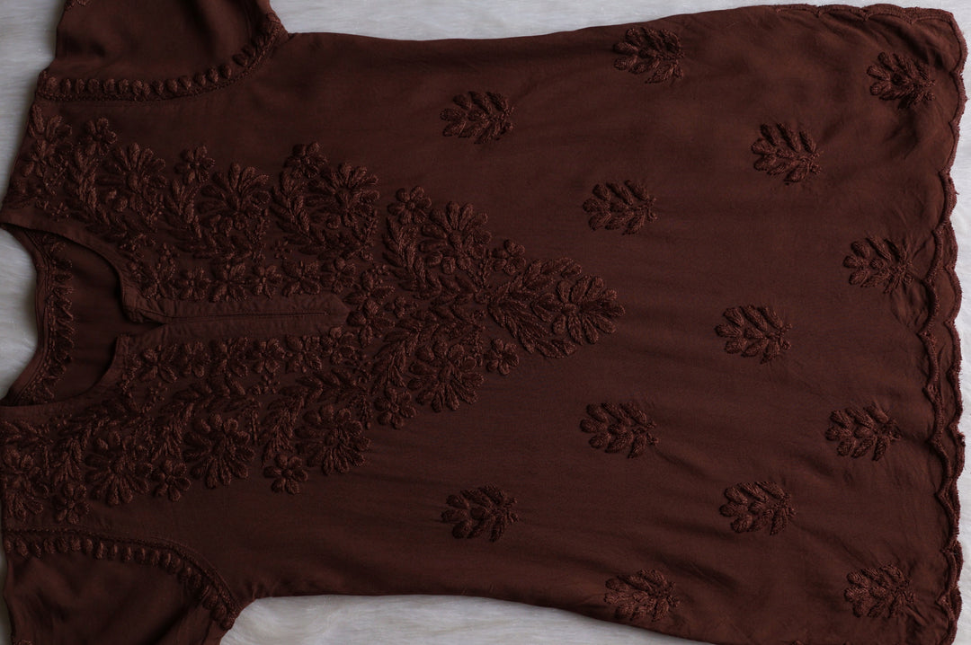 Gul Chocolate Brown Scalloped Short Kurta