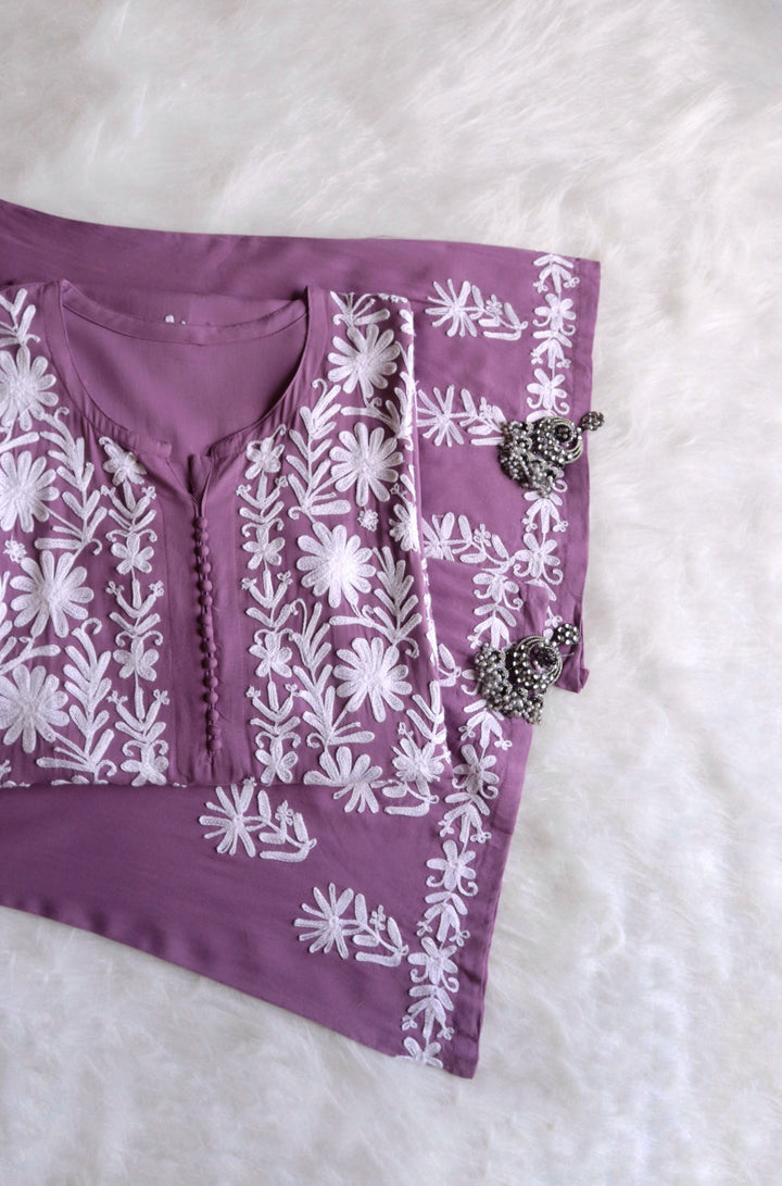 Mysa Dusty Purple Rayon Kurta Pant set