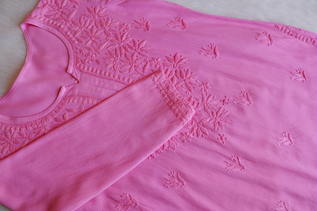 Nora Baby Pink Short Rayon Kurta