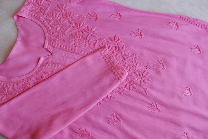 Nora Baby Pink Short Rayon Kurta