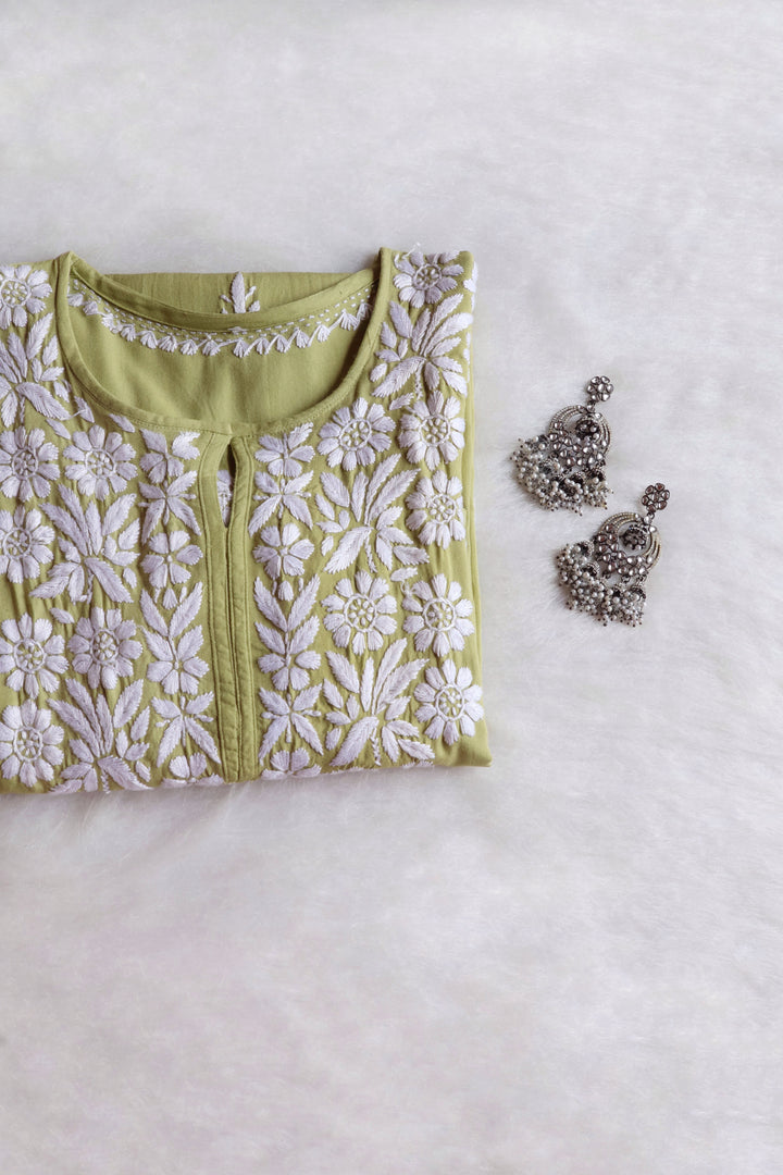 Mariyam Sage Green Long Rayon kurta