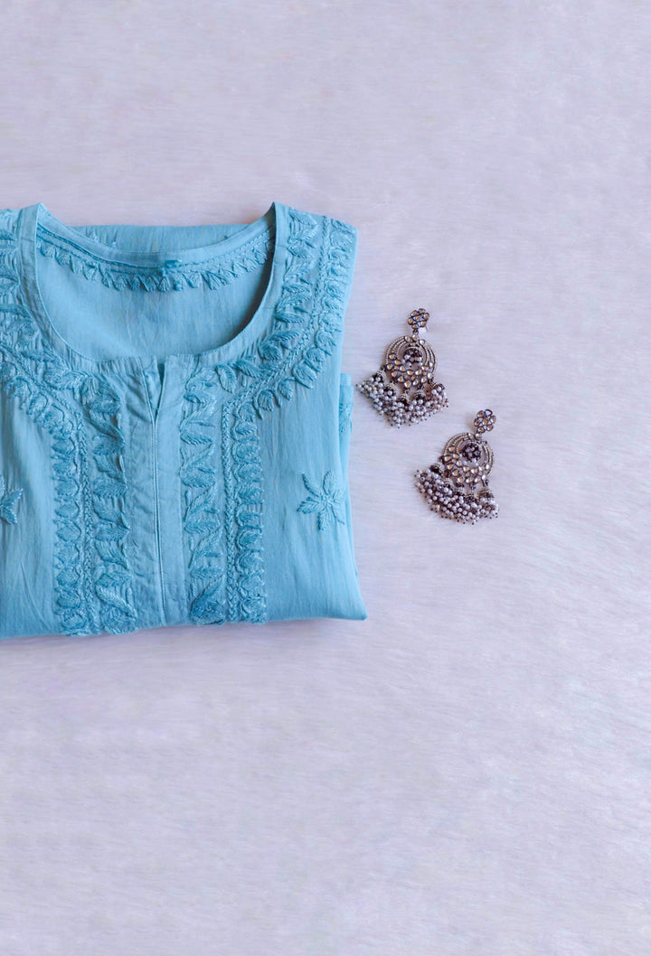 Heer Sea Blue Pure Cotton Kurta