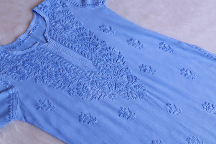 Amirah Ice Blue Ombre Long Rayon Kurta