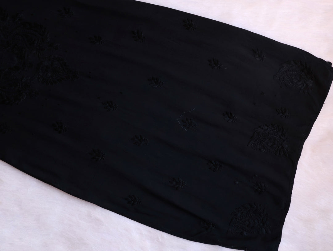 Laila Black Rayon 3 Piece Set - Noor Chikankari