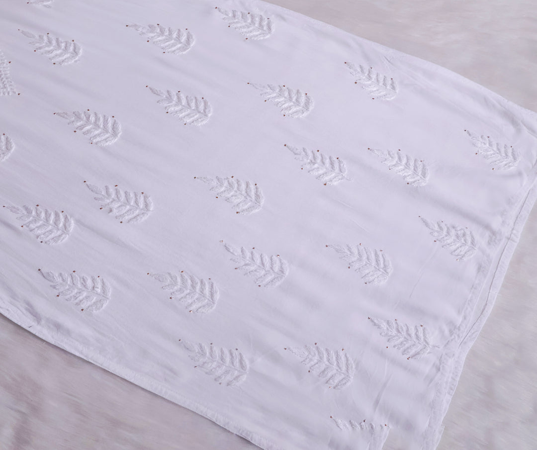 Naida White 2 piece Rayon Mukaish set